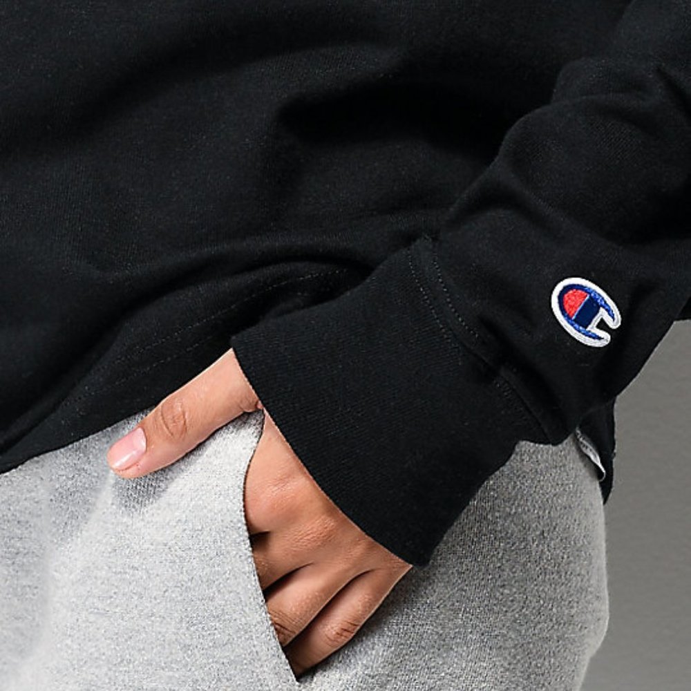 Champion Flock Script White & Blk Longsleeve Tee. - image 3